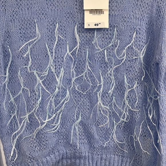 Zara blue feather embellished sweater - size medium - Picture 10 of 10